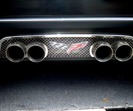 American Car Craft 2005-2013 Chevrolet Corvette Exhaust Filler Panel Stock Exhaust Laser Mesh 042003