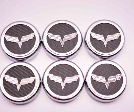 C6 2005-2013 Chevrolet Corvette Cap Cover Set, Executive Series W/Crossed Flags, 6pc (Manual Trans) 043083