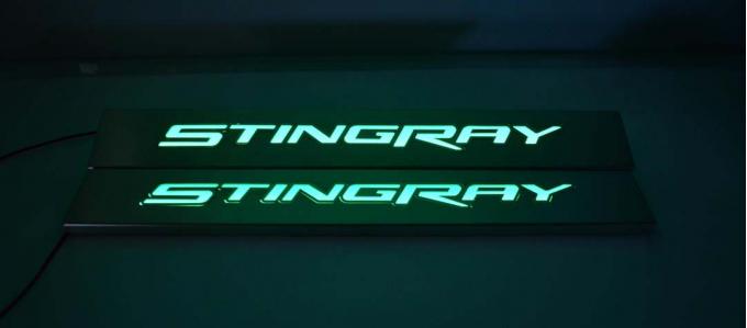 2014-2019 Chevrolet Corvette Doorsills Replacement Style Stingray Satin Illuminated Blue | Illuminated Blue