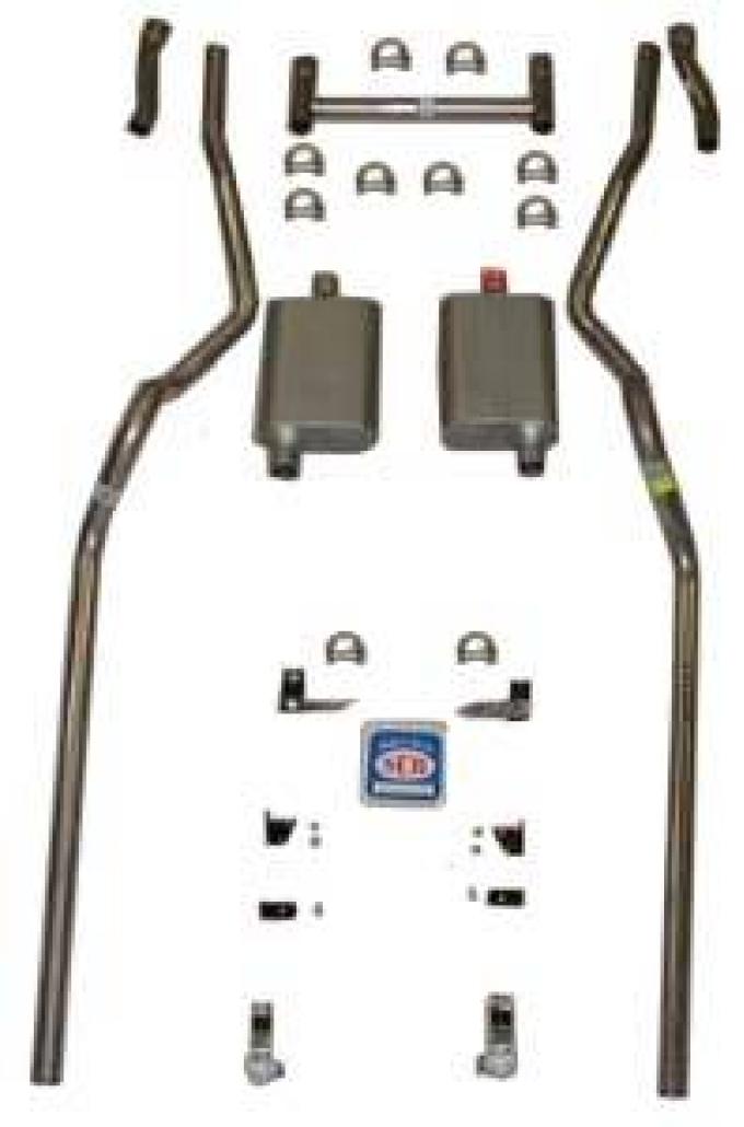 Shafers Classic Reproductions 1955-1957 Chevrolet Full Size 2" Dual Turbo Exhaust System w/ 2" Standard Type Hedman Headers, Stainless Steel 63062S