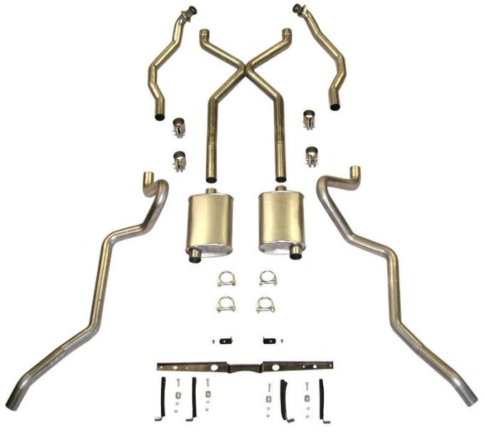 Shafers Classic Reproductions 1955-1957 Chevrolet Full Size X Exhaust System, 2-1/2" Turbo Sedan and Hardtop 63084