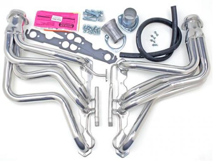 Corvette Hedman Headers, Full Length, with AIR & EGR, Polished Silver Ceramic Coated, 1987-1991