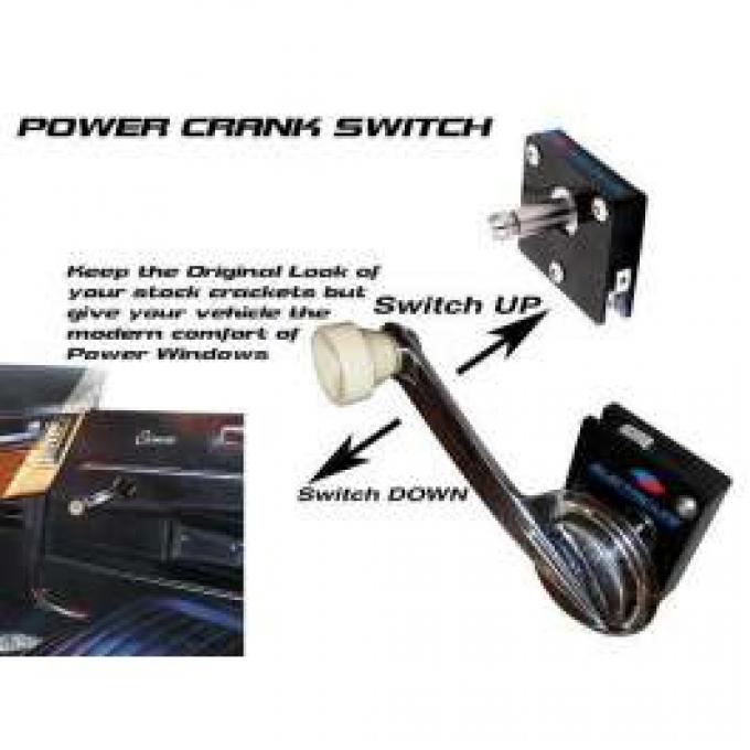Chevy Truck Power Window Switch, Crank Handle, 1-5/16 Shaft Length
