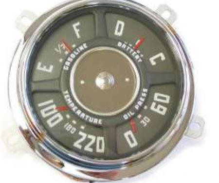 Chevy Truck Dash Gauge Cluster, 6-Cylinder, 6 Volt, With 212? Temperature Gauge, 1950-1953