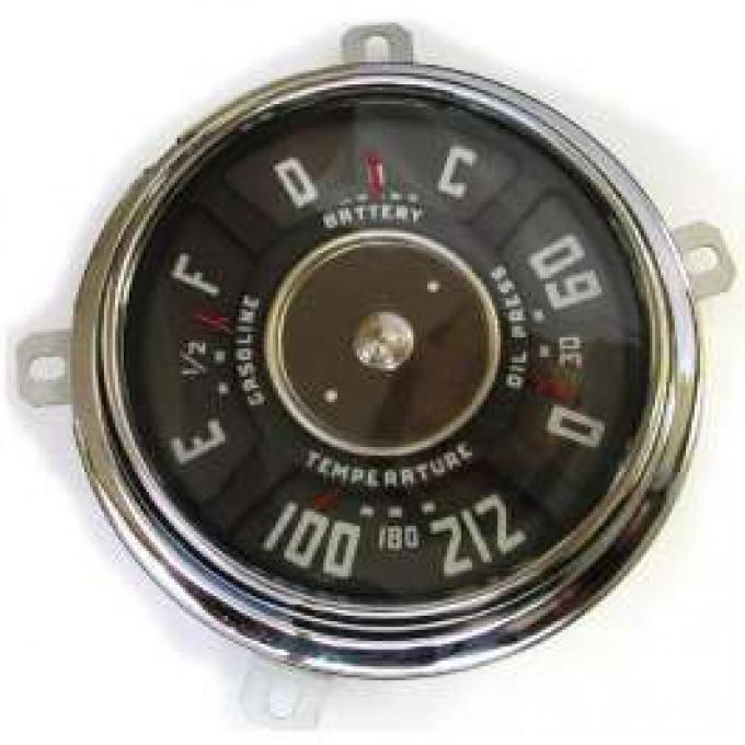 Chevy Truck Dash Gauge Cluster, 6-Cylinder, 12 Volt, With 212? Temperature Gauge, 1947-1949