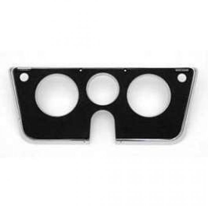 Chevy Truck Dash Bezel, 3-Hole, With Chrome Edges, Black, 1969-1972