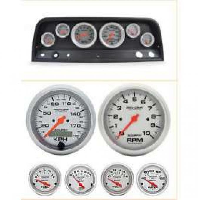 Chevy Truck Instrument Cluster, Carbon Fiber, With Ultra-Lite Autometer Gauges, 1964-1966