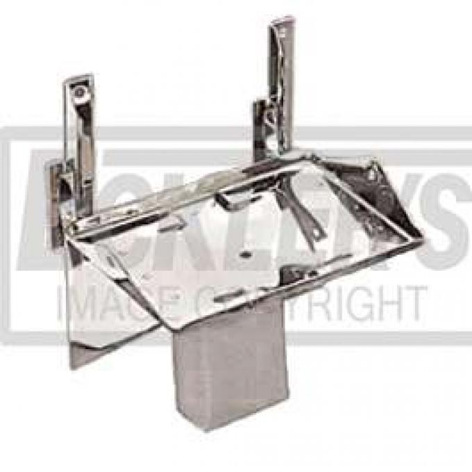 Chevy Truck Battery Tray, Stainless Steel, Polished, 1955 (2nd Series)-1957