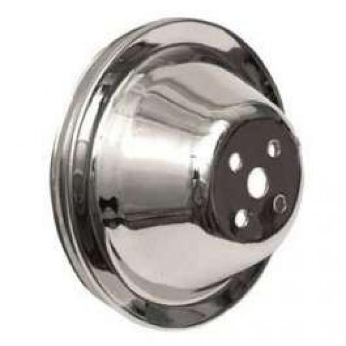 Chevy Truck Short Water Pump Pulley, Single Groove, Chrome,1955-1972