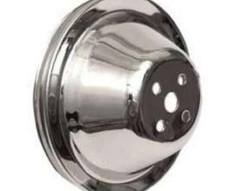Chevy Truck Short Water Pump Pulley, Single Groove, Chrome,1955-1972