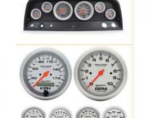 Chevy Truck Instrument Cluster, Carbon Fiber, With Ultra-Lite Autometer Gauges, 1964-1966