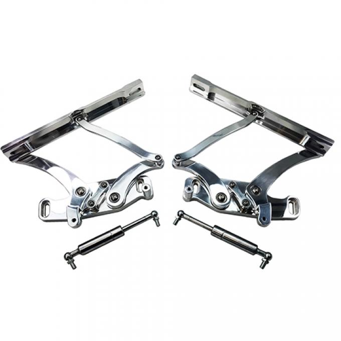 Camaro Billet Aluminum Hood Hinges, Machined Finish, 1967-1969