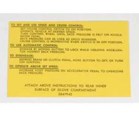 Chevelle Decal, Cruise Control Instruction, 1964-1966