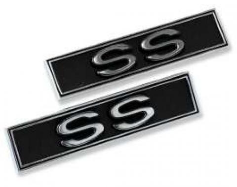 Chevelle Door Panel Emblems, Front, 2-Door Coupe, Super Sport (SS), 1970-1972