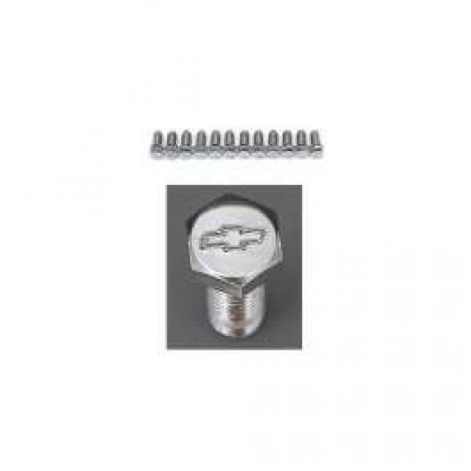 Chevelle Bowtie Header Bolt Set, Small Block, Chrome, 1964-1972