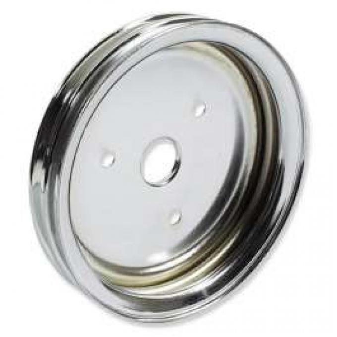 Chevelle Crankshaft Pulley, Small Block, Double Groove, Chrome, 1964-1968