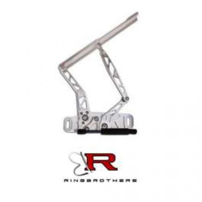 Chevelle Hood Hinges, Billet Aluminum, Air Frame, Natural, With Steel Hood, 1965-1967