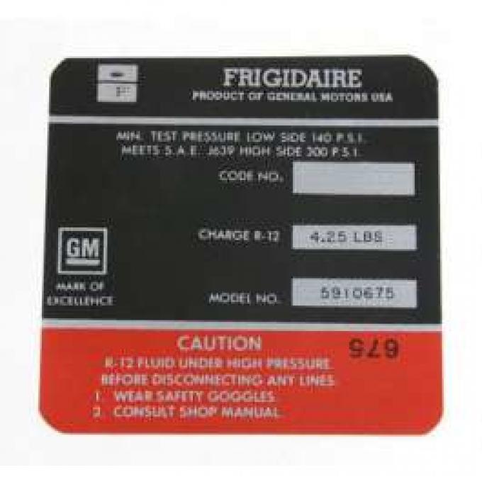 Chevelle Decal, Frigidaire Air Conditioner Compressor, 1967