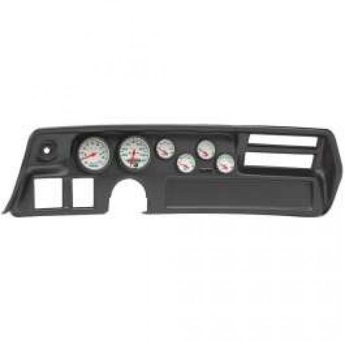 Chevelle Instrument Cluster Panel, Sweep Style, Black Finish, With Phantom Gauges, 1970-1972