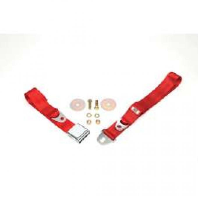 Seatbelt Solutions 1964-1966 Chevelle, Rear Lap Belt, 60" with Chrome Lift Latch 1800602006 | Flame Red