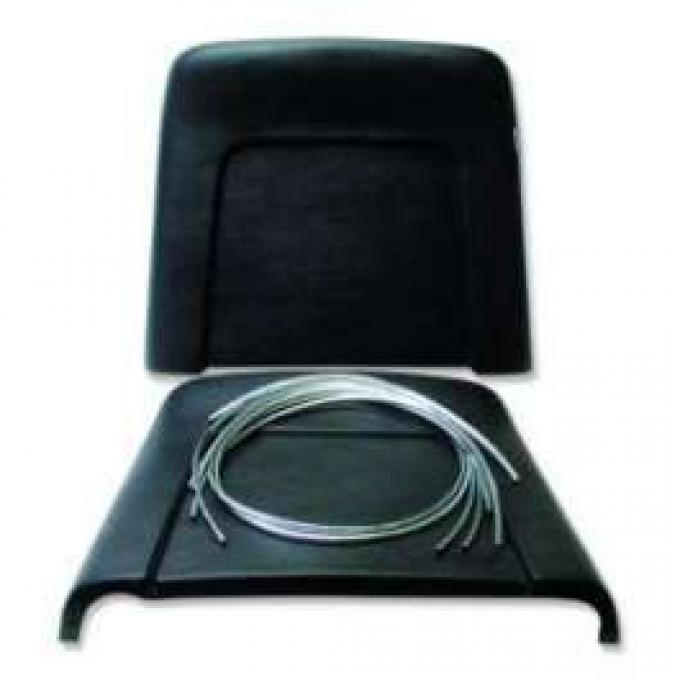 Chevelle Bucket Seat Back Shells, Black, With Chrome Trim, 1969-1972