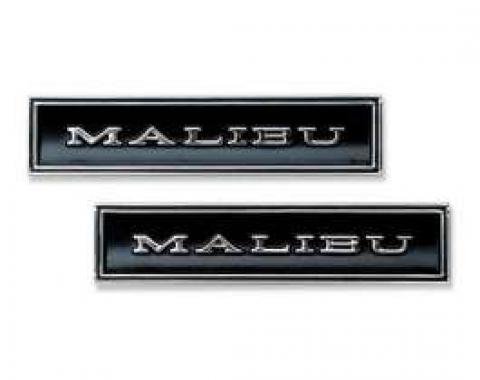 Chevelle Door Panel Emblems, Front, Malibu, 1970-1972