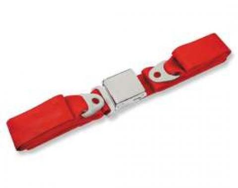 Seatbelt Solutions 1964-1966 Chevelle, Front Lap Belt, 60" with Chrome Lift Latch 1800602006 | Flame Red