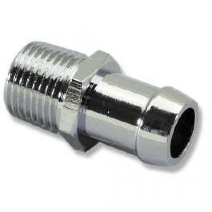 Chevelle Heater Hose Fitting, Intake Manifold, Big Or Small Block, 5/8, Chrome, 1964-1972