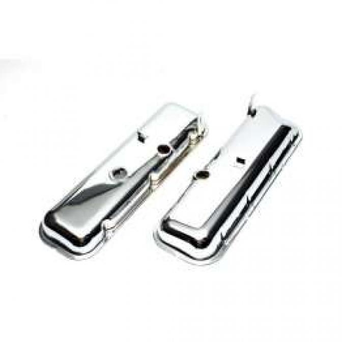 Chevelle Valve Covers, Big Block, Chrome, Without Drip Rail, For Cars With Power Brake Booster, 1965-1972