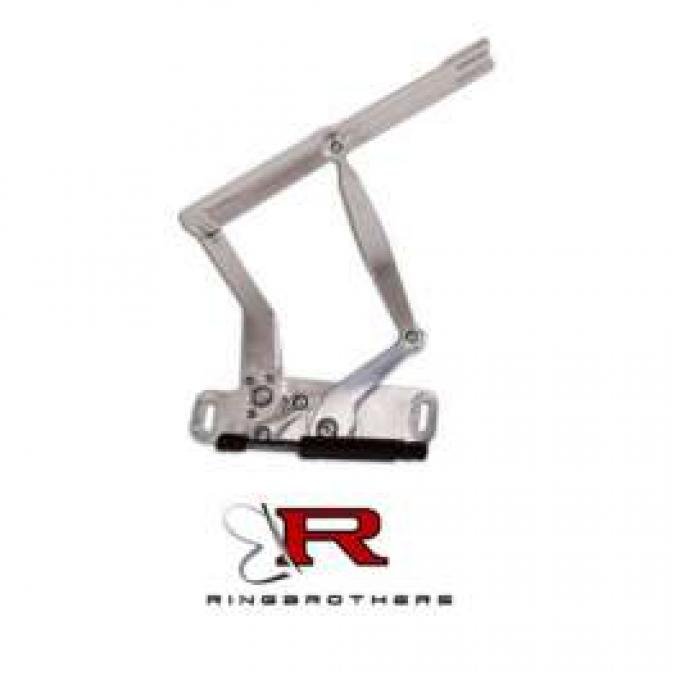 Chevelle Hood Hinges, Billet Aluminum, Solid Frame, Natural, With Steel Hood, 1965-1967