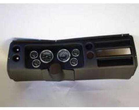 Chevelle Instrument Cluster Panel, Black Finish, With Carbon Fiber Series Gauges, 1968