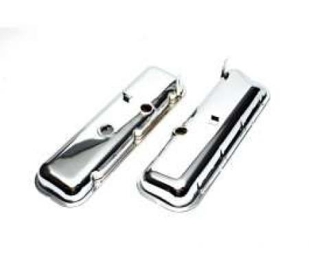 Chevelle Valve Covers, Big Block, Chrome, Without Drip Rail, For Cars With Power Brake Booster, 1965-1972