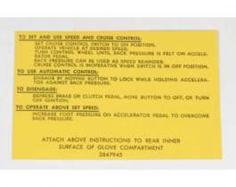 Chevelle Decal, Cruise Control Instruction, 1964-1966