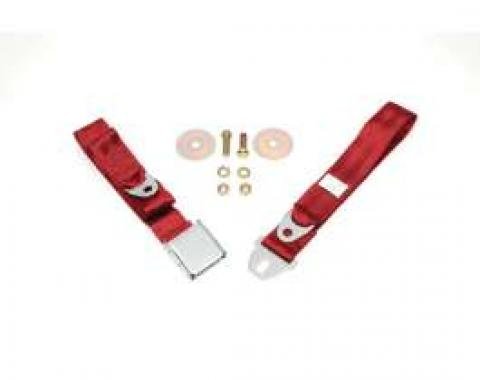 Seatbelt Solutions 1964-1966 Chevelle, Rear Lap Belt, 60" with Chrome Lift Latch 1800602007 | Red