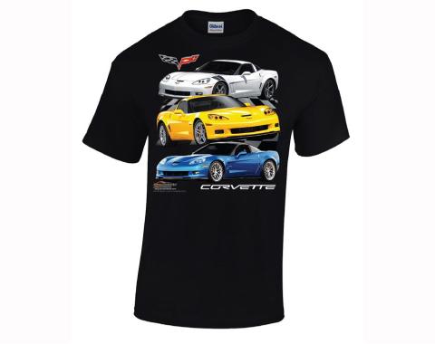 T-Shirt C6 Black 3 Car Front Print