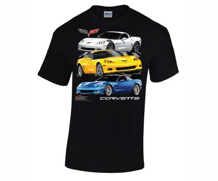 T-Shirt C6 Black 3 Car Front Print