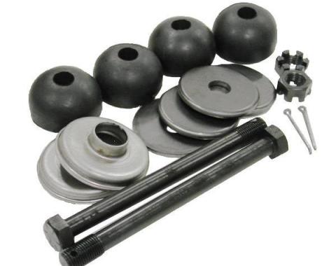 Corvette Rear Leaf Spring Bolt Kit, Stock Length, With Rubber Cushions, 1963-1982