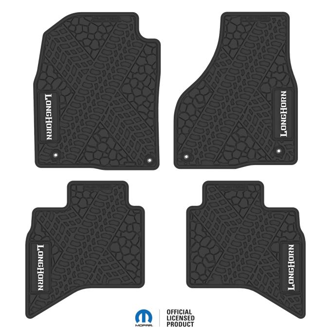 FlexTread 12-18 Dodge Ram 1500 Quad Cab/19-24 Dodge Ram 1500 Classic Quad Cab (4 pc) w/ Longhorn Logo NGTT12019