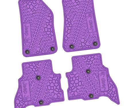 FlexTread 21-24 Jeep 4xe Floor Mats (4pc) w/ JEEP Wave Without Wheel Logo - Purple / Purple NGTT460660054