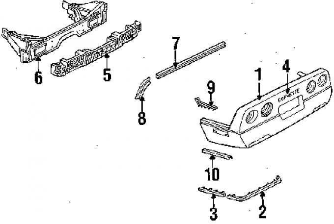 Corvette Rear Bumper Impact Absorber, USED 1991-1996