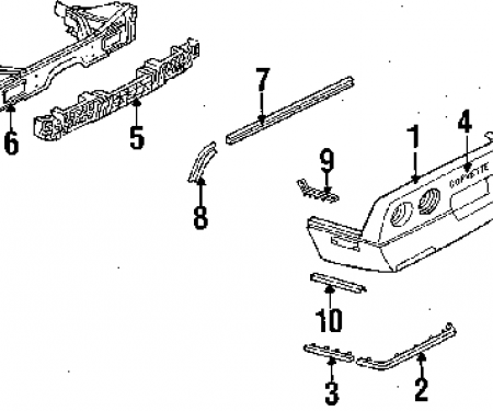 Corvette Rear Bumper Impact Absorber, USED 1991-1996