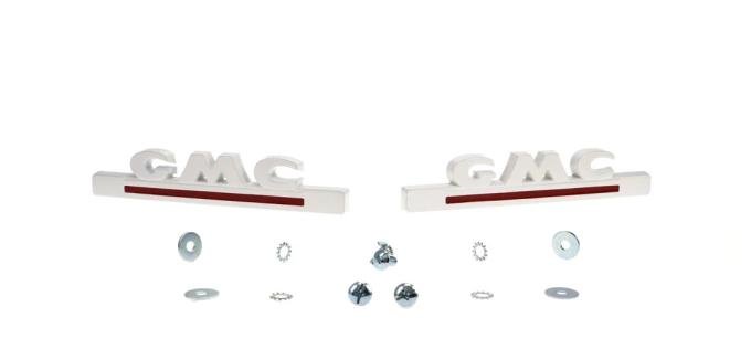 AMD Hood Side Emblems, Pair, GMC, White and Red, 51-53 GMC Pickup Truck Suburban X999-4951-31P