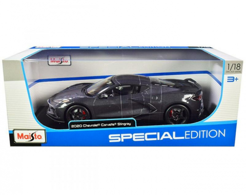 Maisto Special Edition 2020 C8 Corvette 1/18 Diecast | Grey with Racing Stripes