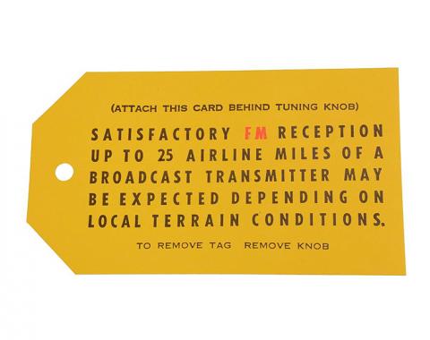 Corvette Card, FM Radio Antenna, 1967-1969
