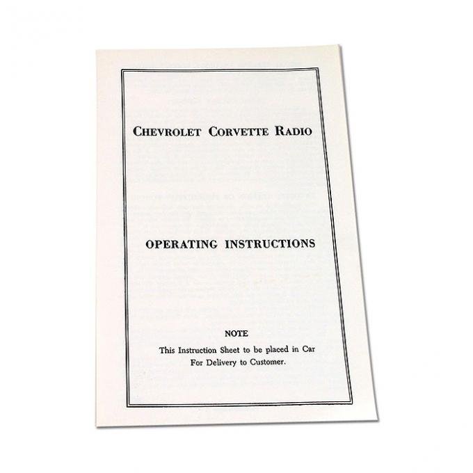 Corvette Card, Radio Instruction, 1953-1957