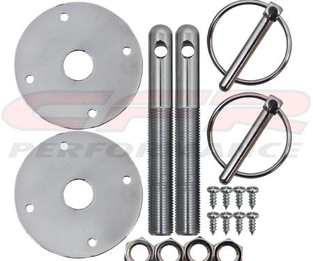 CFR Performance Steel Hood Pin Kit 1/4" Flip Over Pin 1/2" Hood Pin - Chrome HZ-4050-C