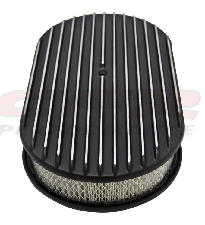 CFR Performance Chevy-Ford-Mopar Aluminum 15" Oval Air Cleaner Paper Filter Polished Finned HZ-6021-3