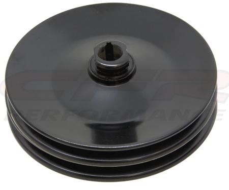 CFR Performance Steel Chevy GM Key Way Power Steering Pump Pulley 2 Groove - Black HZ-8949-PBK