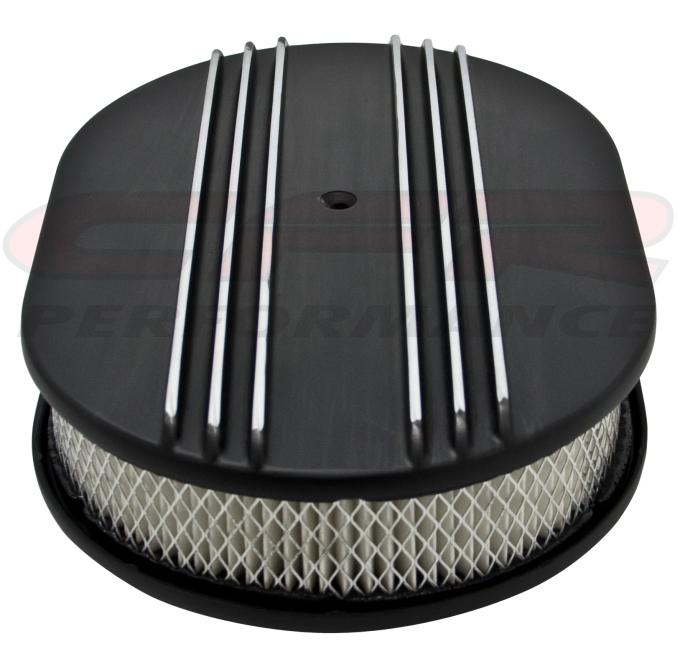 CFR Performance Chevy-Ford-Mopar Aluminum 12" Oval Air Cleaner Paper Filter Polished Partial Finned HZ-6020-4