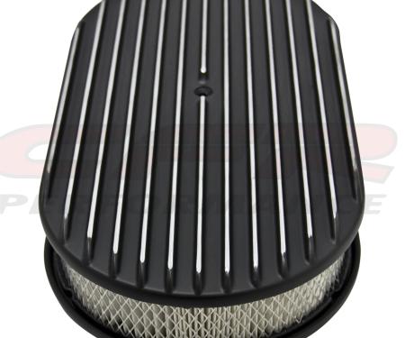 CFR Performance Chevy-Ford-Mopar Aluminum 15" Oval Air Cleaner Paper Filter Polished Finned HZ-6021-3